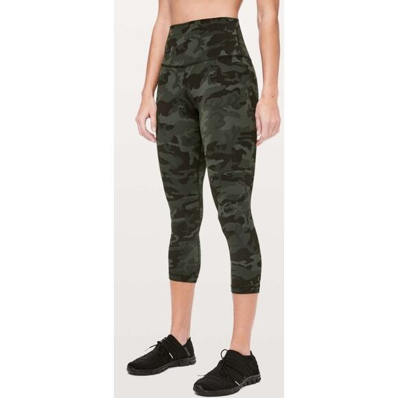 Lululemon Women 0 Incognito Camo Gator Green "Align Crop" Athleisure Leggings - Picture 1 of 8